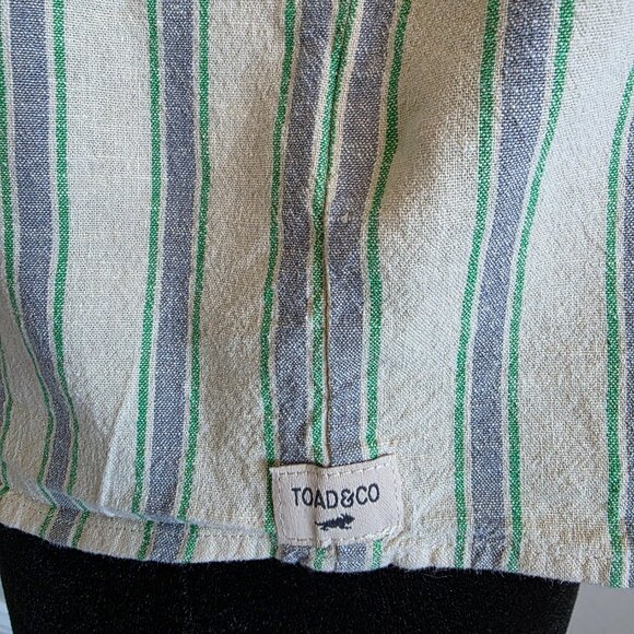 Toad&Co Taj Hemp Tank Button Back Stripe Sleeveless Boxy Size M Hemp Lyocell Top - Picture 4 of 10